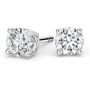 14k White Gold CZ Round Stud Earrings